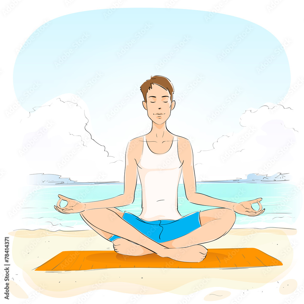 custom made wallpaper toronto digitalman sitting in yoga lotus position closed eyes relaxing doing