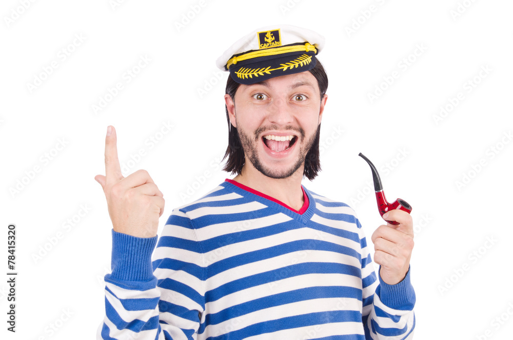 Fototapeta premium Funny sailor isolated on the white
