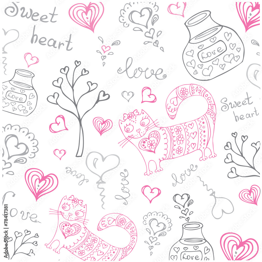 background with different cute animals and objects