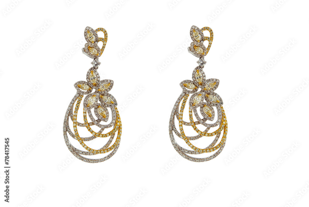 Earrings isolated on a white background Earrings isolated on a white background