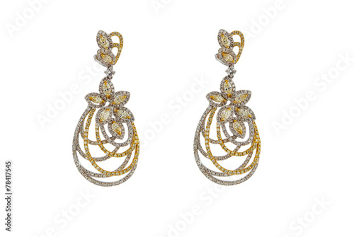 Earrings isolated on a white background