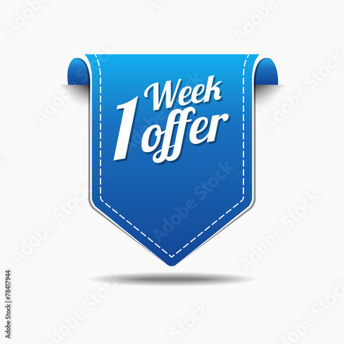 1 Week Offer Blue Vector Icon Design