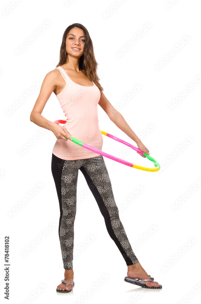 Young woman in sports concept isolated on white Young woman in sports concept isolated on white