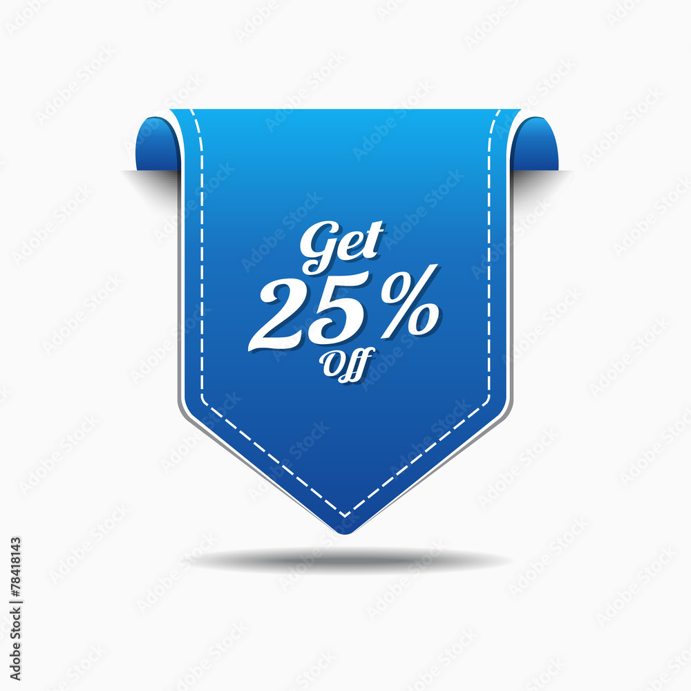 Get 25 Percent Blue Vector Icon Design Get 25 Percent Blue Vector Icon Design