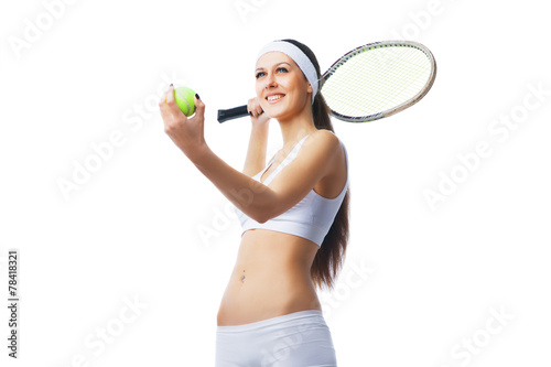 Tennis player  preparing to serve © julenochek