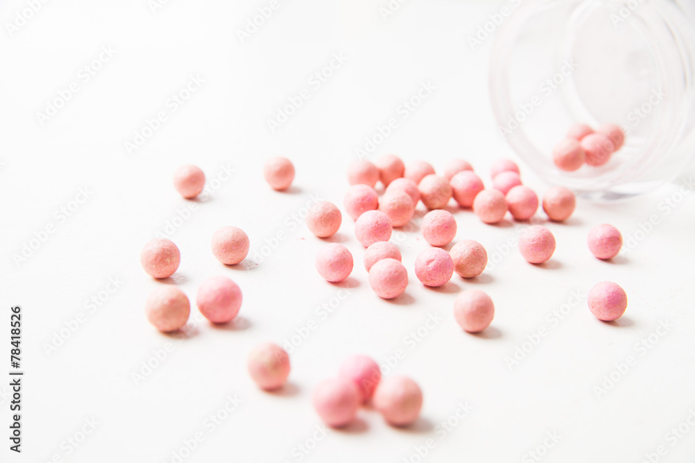 Powder balls isolated on white Powder balls isolated on white