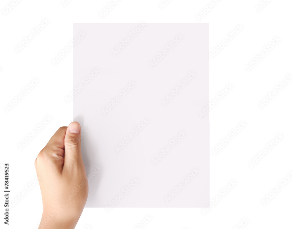 holding white blank A4 paper