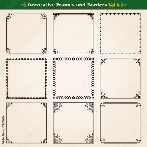 Decorative frames and borders set 6 vector