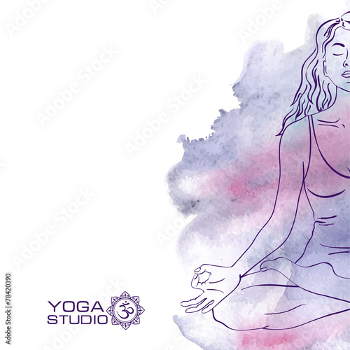 Woman sitting in the lotus yoga pose