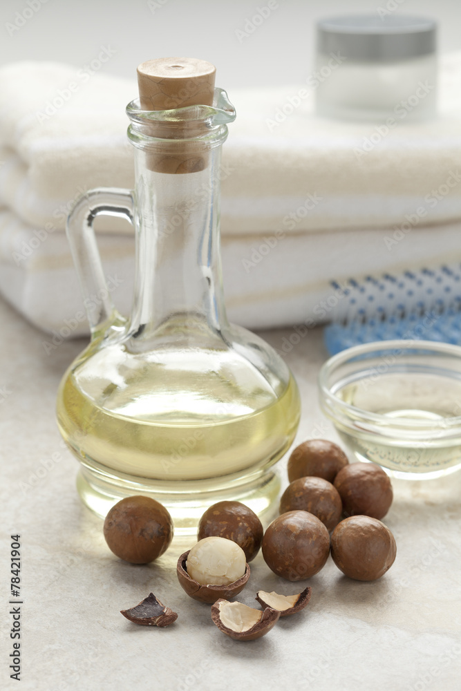 Bottle with macadamia oil Bottle with macadamia oil