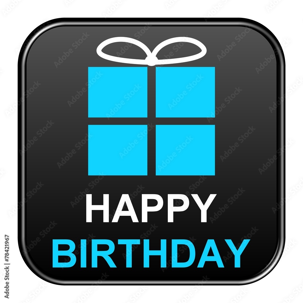 Schwarzer Button: Happy Birthday Schwarzer Button: Happy Birthday