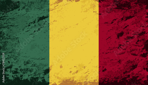 Malian flag. Grunge background. Vector illustration
