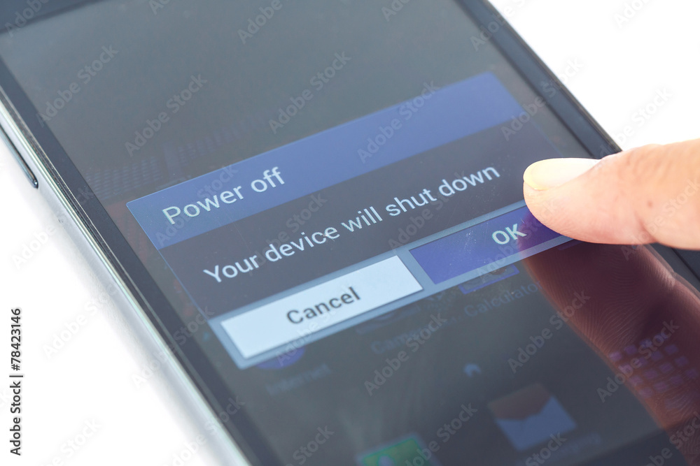 finger press power off button on smartphone finger press power off button on smartphone