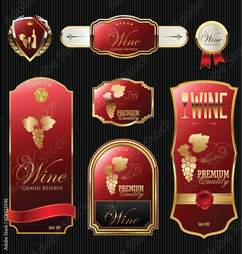 Golden wine label collection