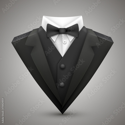 Triangle jacket with a bow tie.