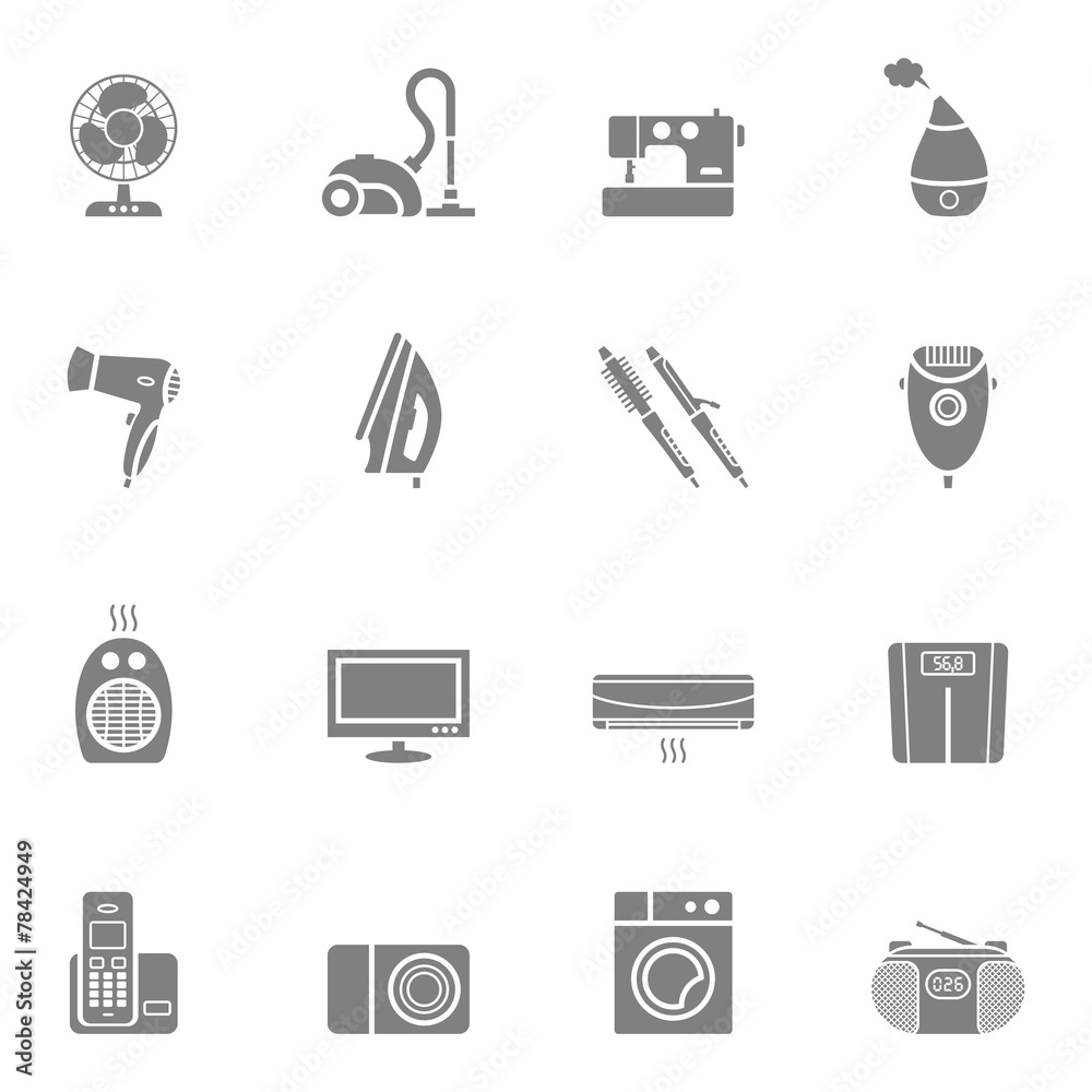 Set of home appliances and electronics icons Set of home appliances and electronics icons