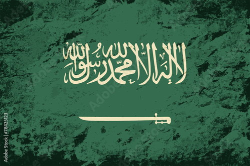 Saudi Arabian flag. Grunge background. Vector illustration