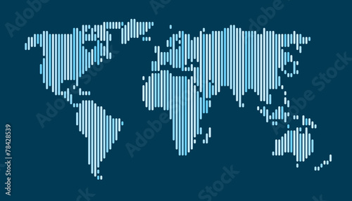 World map vertical blue gradient lines EPS 10