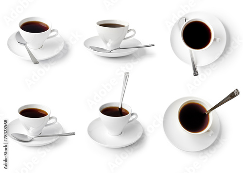collection of cups of coffee isolated on white