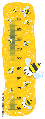 Meter wall or height meter with funny bees