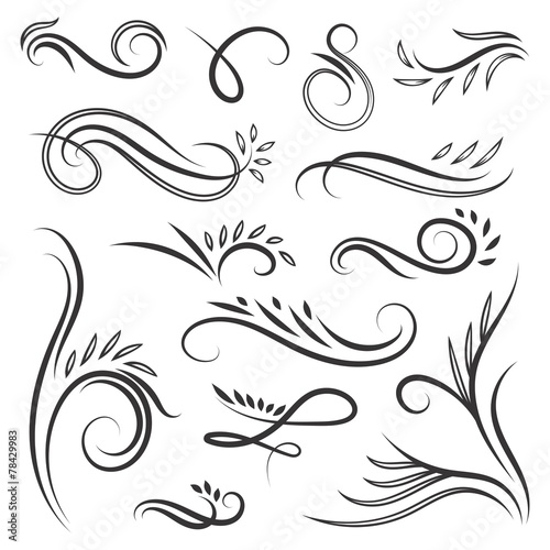 Vignettes with swirls and leaves