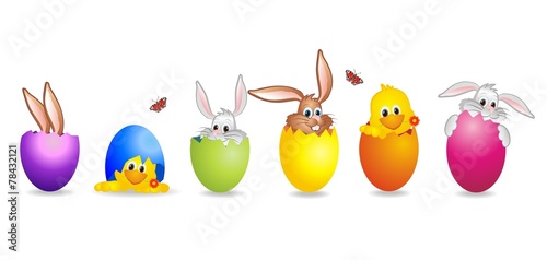 witziger Osterhase mit Küken