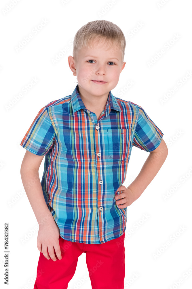Handsome little boy in the red pants Handsome little boy in the red pants
