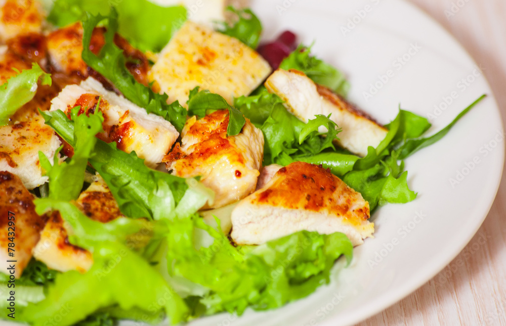 Vegetable salad with roasted chicken meat Vegetable salad with roasted chicken meat
