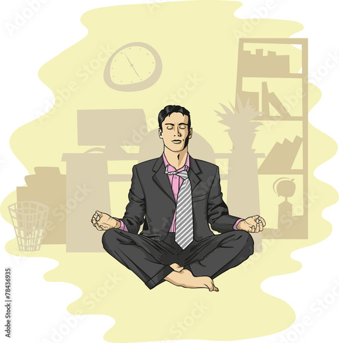 businessman in lotus pose meditating