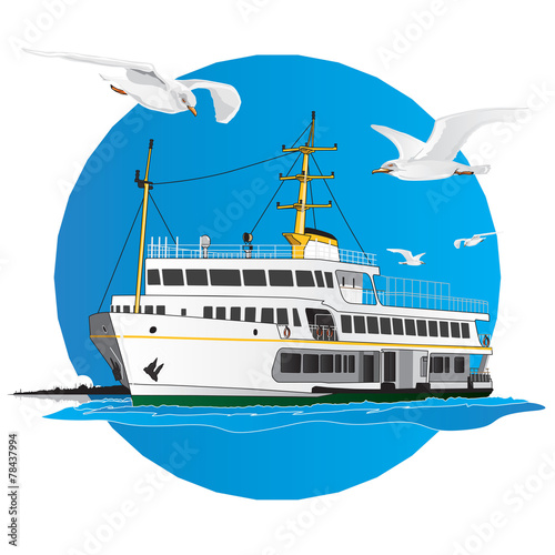 Turkish Liner with istanbul silhouette. Vector illustration.