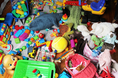 giant mess in child's room