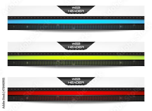 Web header, set of vector banner. Design with precise dimension