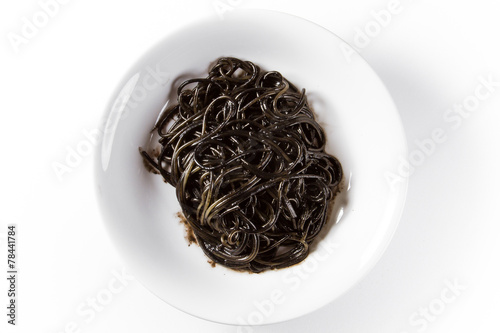 イカスミ パスタ 俯瞰 Pasta squid ink