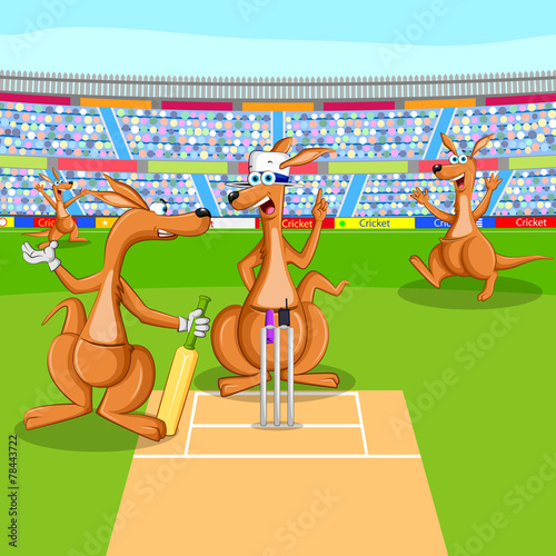 Kangaroo playing cricket