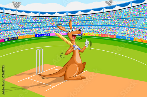 Kangaroo playing cricket