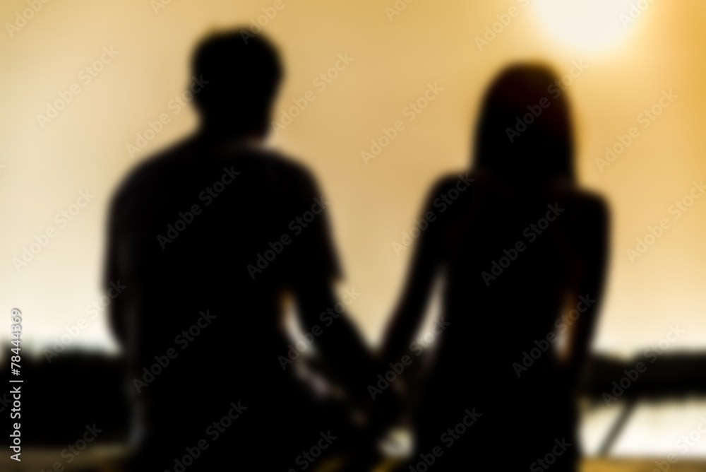 Lovely Couple sit in the sunset in Blur style