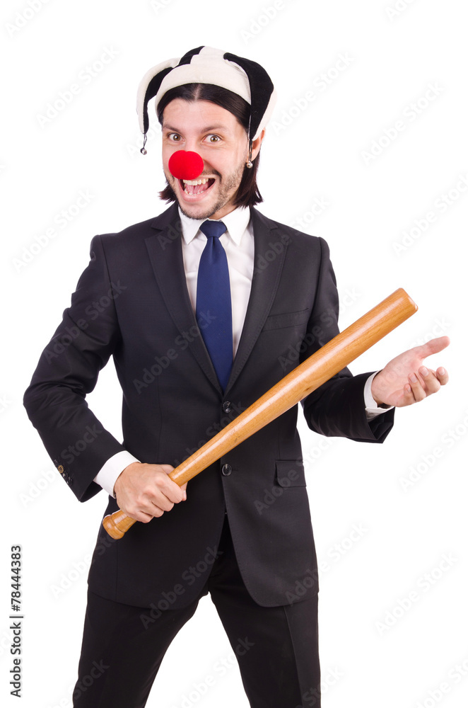 Funny clown businessman isolated on the white background Funny clown businessman isolated on the white background