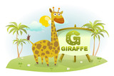 Funny Cartoon Alphabet G With Giraffe