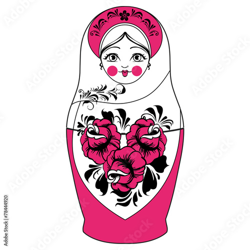 Funny vector cartoon colorfull russian traditional doll - matres photo