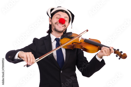 Funny clown businessman isolated on the white background