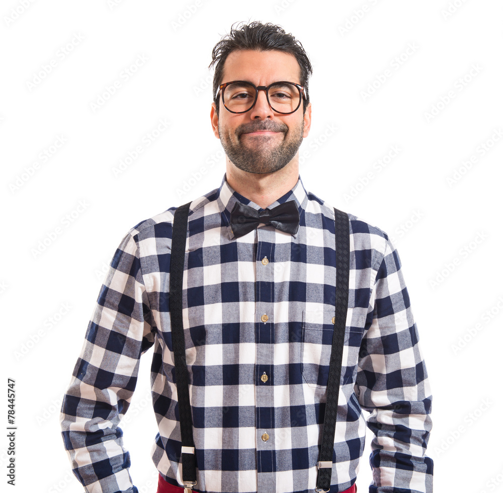 Posh boy over white background