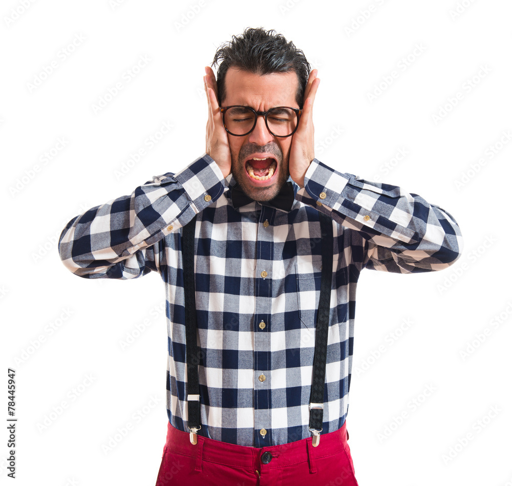 frustrated posh boy over white background frustrated posh boy over white background