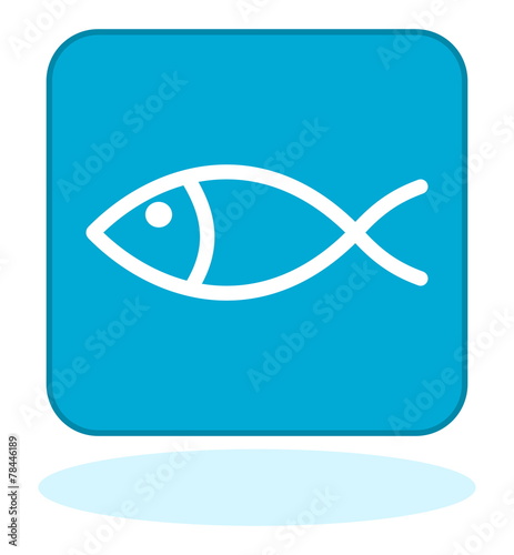 a fish icon on blue background