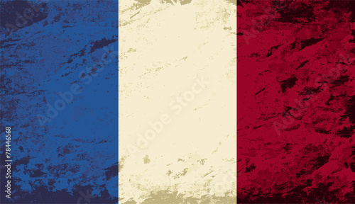 French flag. Grunge background. Vector illustration