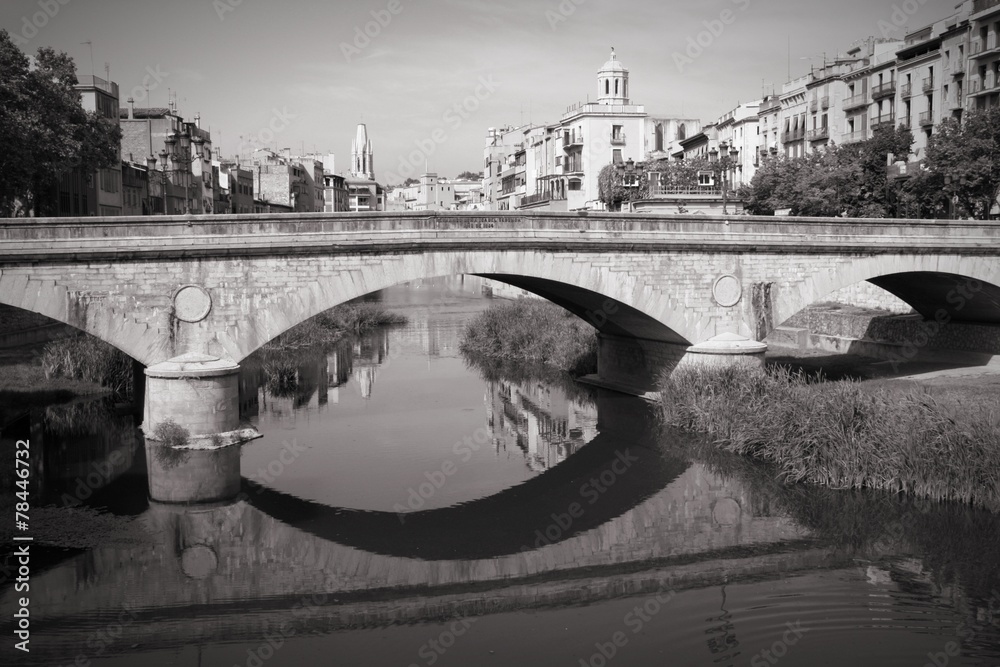 Retro Catalonia - Girona. Black and white.