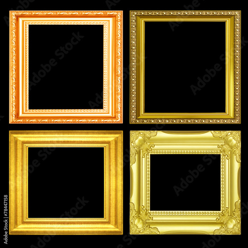 Set of golden vintage frame isolated on Black background