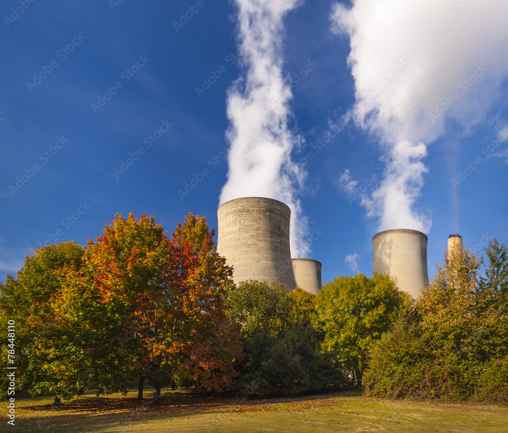 Cooling towers spew clouds into the atmosphere Cooling towers spew clouds into the atmosphere