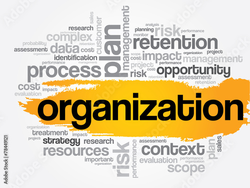 Organization word cloud, business concept