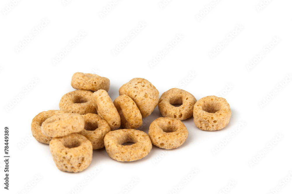 Close up on generic ring shaped cereal Close up on generic ring shaped cereal