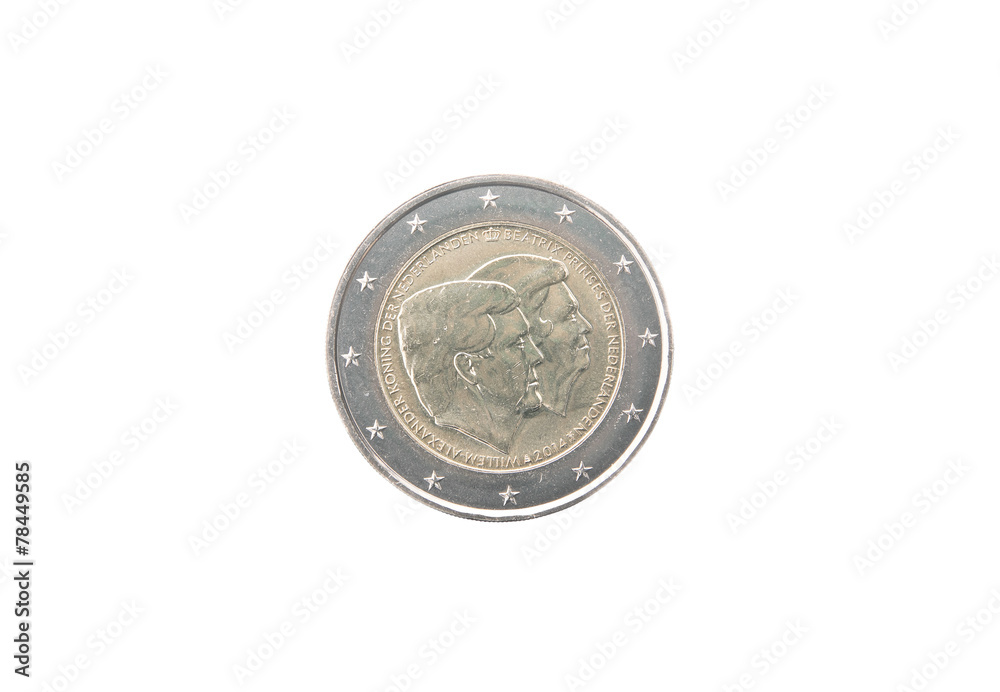 Commemorative 2 euro coin of the Netherlands minted in 2014 Commemorative 2 euro coin of the Netherlands minted in 2014